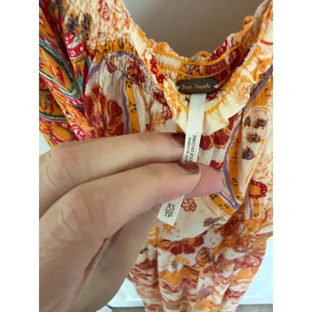 Free People Carmen Off The Shoulder Jumpsuit Golden Gate Orange XS